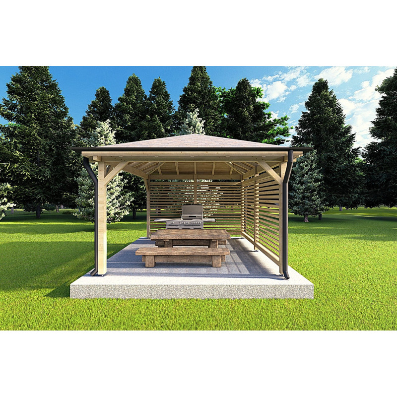 Gazebo en madera 4x4 OLIVIA, vista frontal