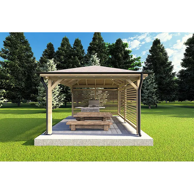 Gazebo en madera 4x4 OLIVIA, vista frontal