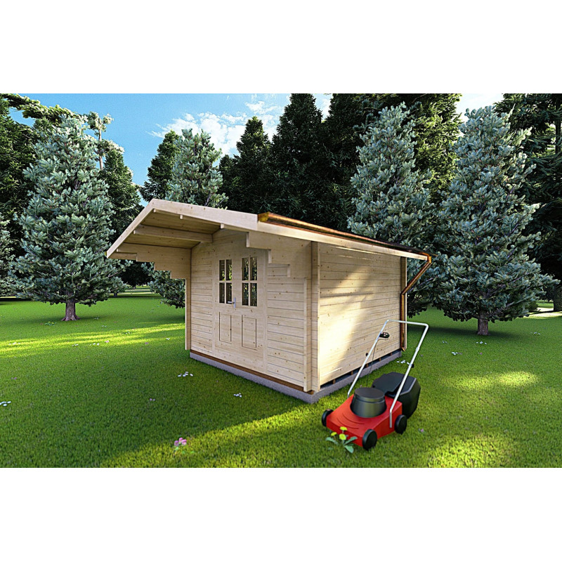 Casita de madera SALLY 3x3, 40mm, frente lado derecho