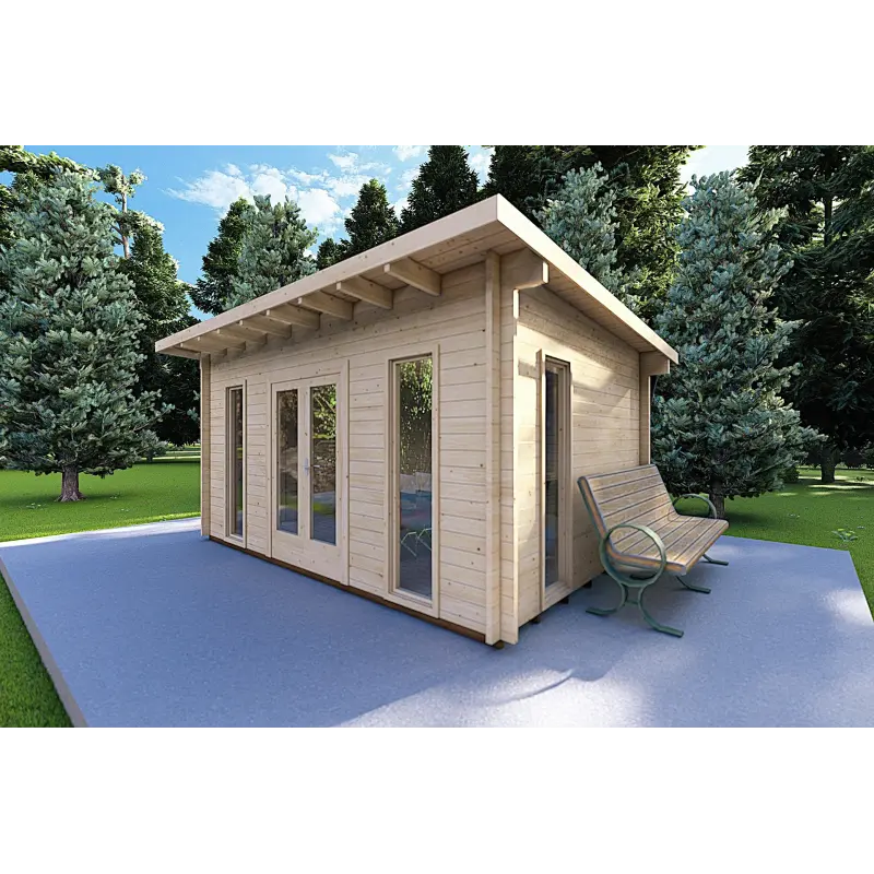Casa de madera para jardín MICHELLE 5x3, 40mm, frente lado derecho
