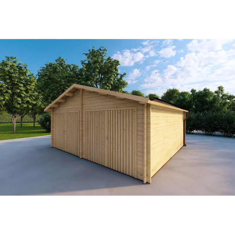 Garaje doble de madera 30 m², 40mm, frente lado derecho