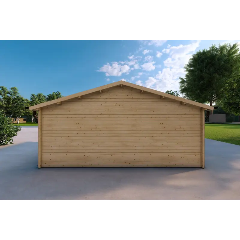 Garaje doble de madera 30 m², 40mm, parte trasera