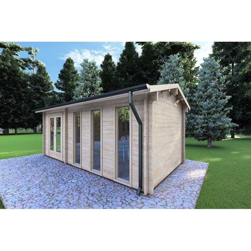 Casita de jardín ZAIRA 5.7x3, 40mm, frente lado derecho