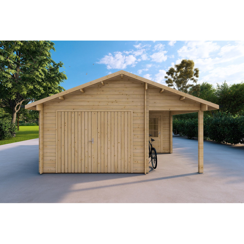 Garaje de madera 30 m², 40mm, vista frontal