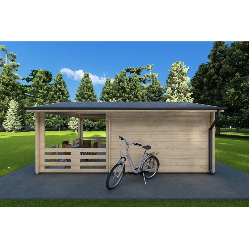 Casa de madera para jardín MELISSA 4x6, 40mm, lado derecho