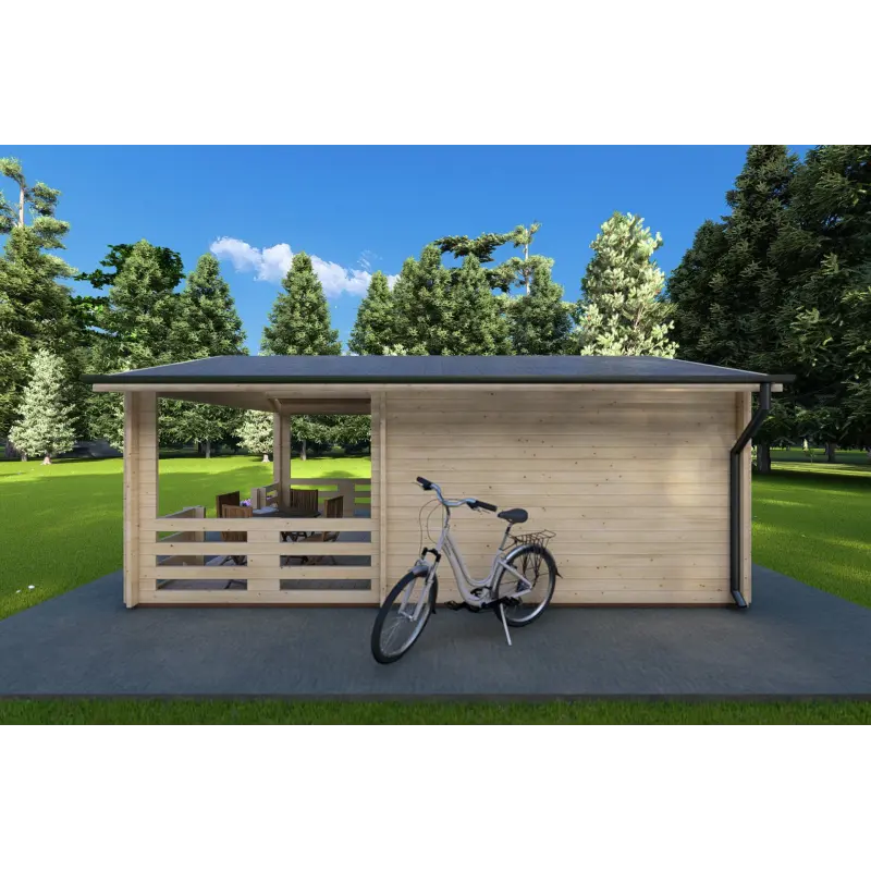 Casa de madera para jardín MELISSA 4x6, 40mm, lado derecho