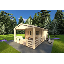Casa de madera para jardín MELISSA 4x6, 40mm, frente lado derecho