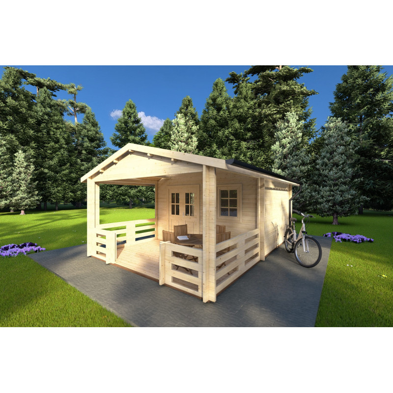 Casa de madera para jardín MELISSA 4x6, 40mm, frente lado derecho