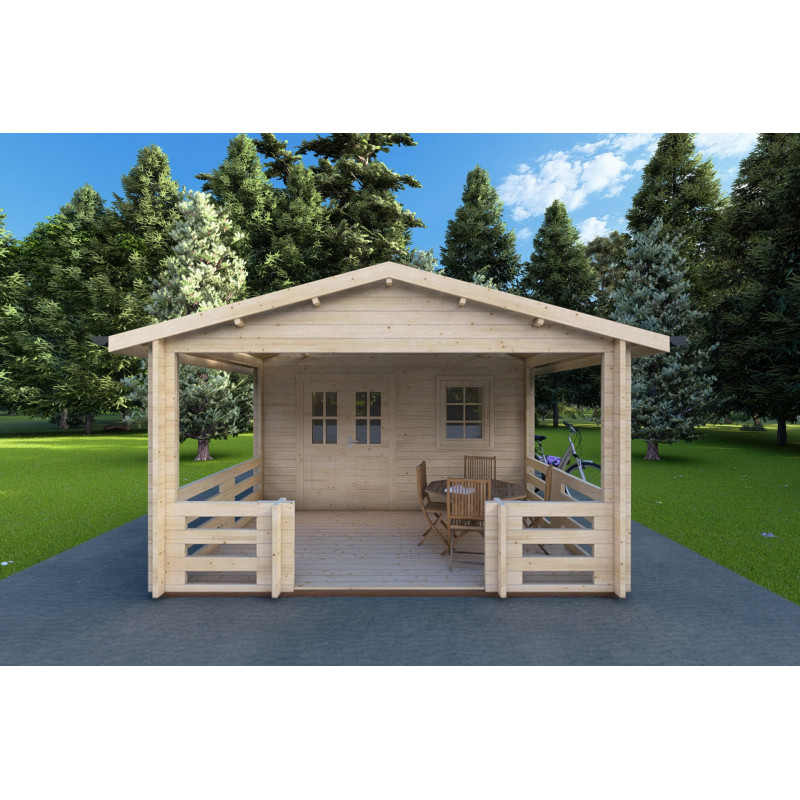 Casa de madera para jardín MELISSA 4x6, 40mm, vista frontal