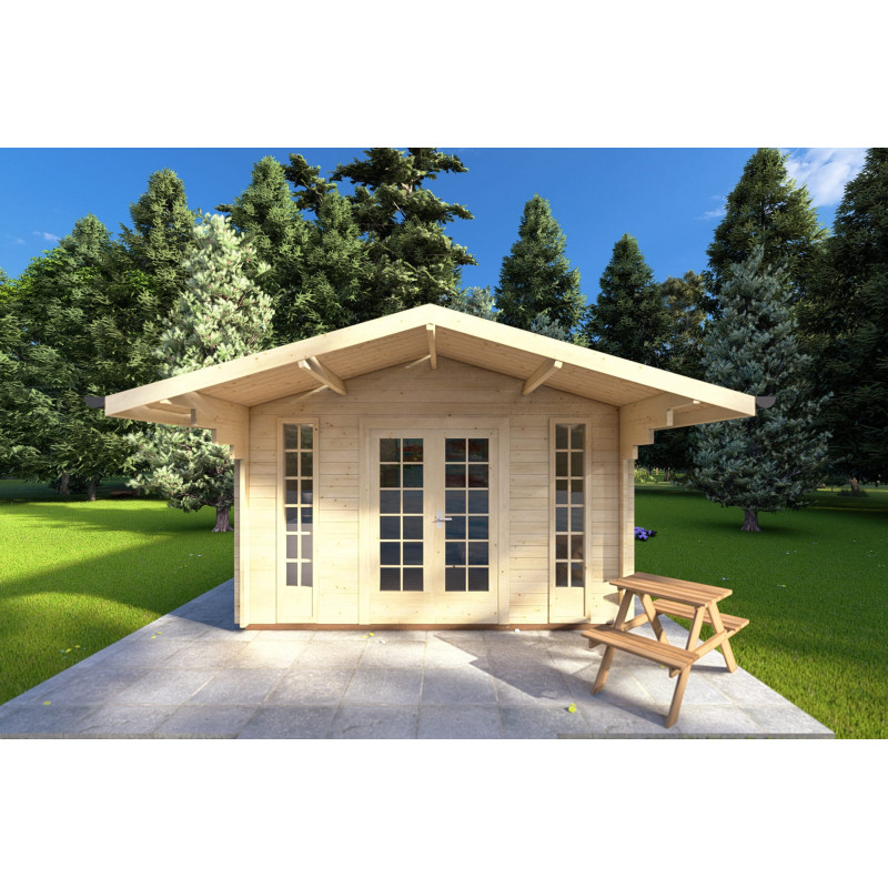 Cobertizo de madera MARGHERITA 3.8x3.8, 40mm, vista frontal