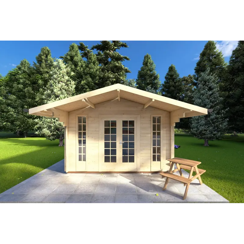 Cobertizo de madera MARGHERITA 3.8x3.8, 40mm, vista frontal