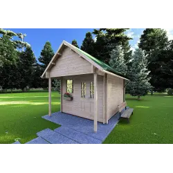 Casa de madera para jardín LALLA 4.5x3, 40mm, frente lado derecho
