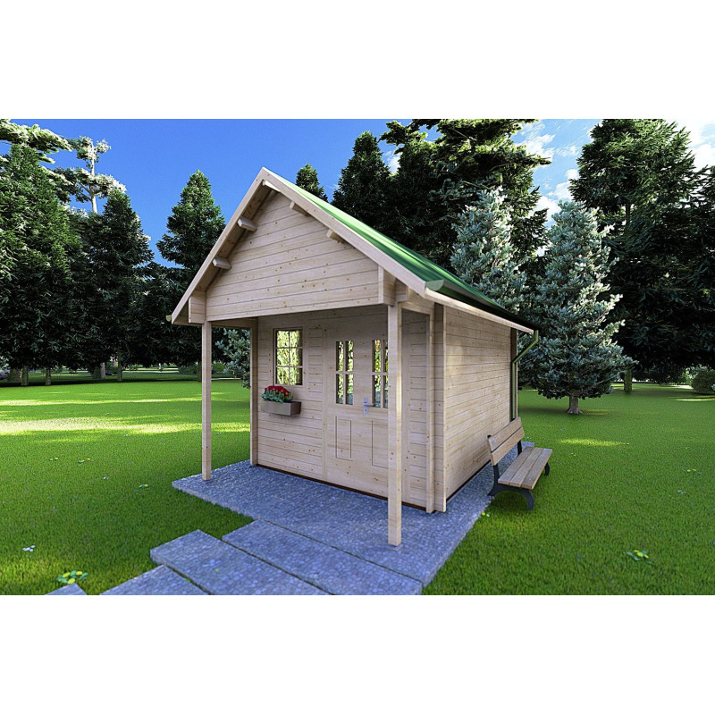 Casa de madera para jardín LALLA 4.5x3, 40mm, frente lado derecho
