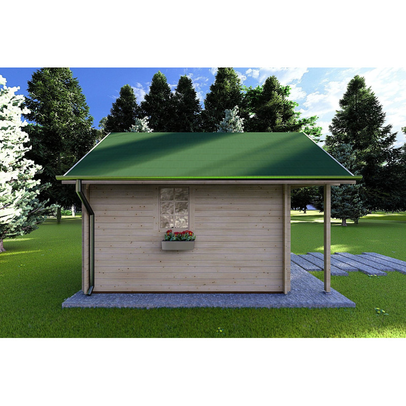 Casa de madera para jardín LALLA 4.5x3, 40mm, lado izquierdo