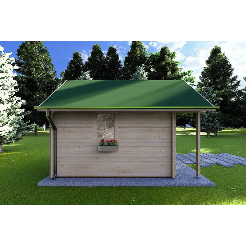 Casa de madera para jardín LALLA 4.5x3, 40mm, lado izquierdo