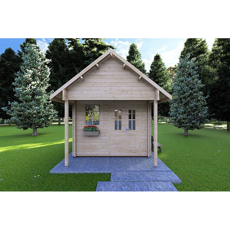 Casa de madera para jardín LALLA 4.5x3, 40mm, vista frontal