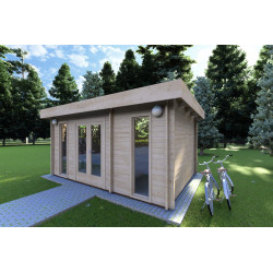 Casita de madera JENNIFER 4.5x3, 40mm, frente lado derecho