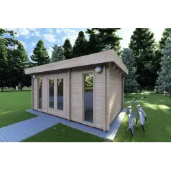 Casita de madera JENNIFER 4.5x3, 40mm, frente lado derecho