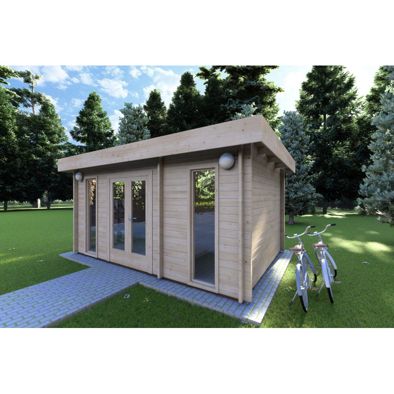 Casita de madera JENNIFER 4.5x3, 40mm, frente lado derecho