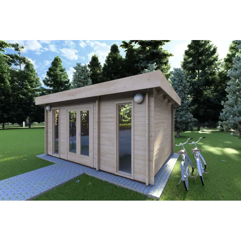 Casita de madera JENNIFER 4.5x3, 40mm, frente lado derecho