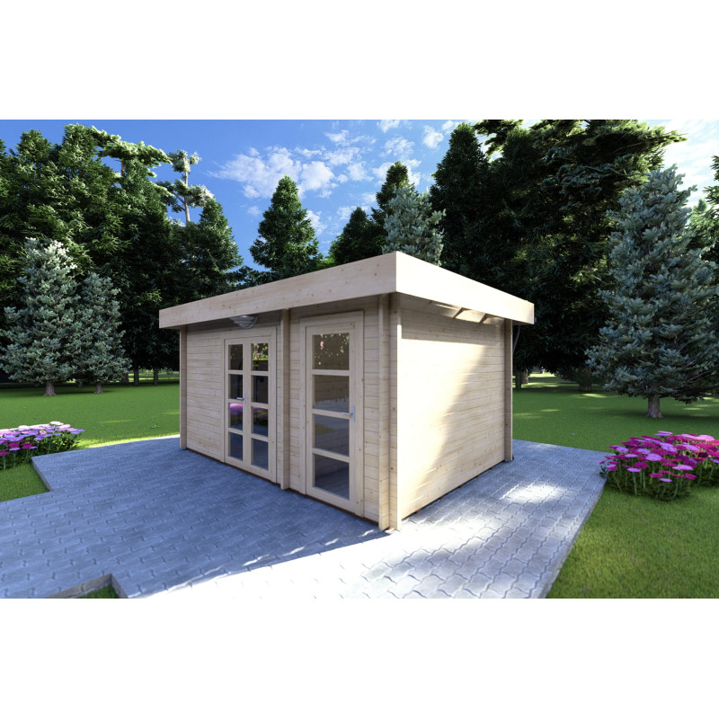 Cobertizo de madera SVEVA 5x3, 40mm, frente lado derecho