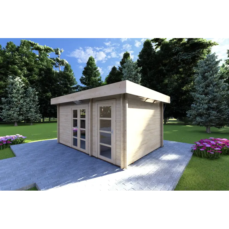 Cobertizo de madera SVEVA 5x3, 40mm, frente lado derecho