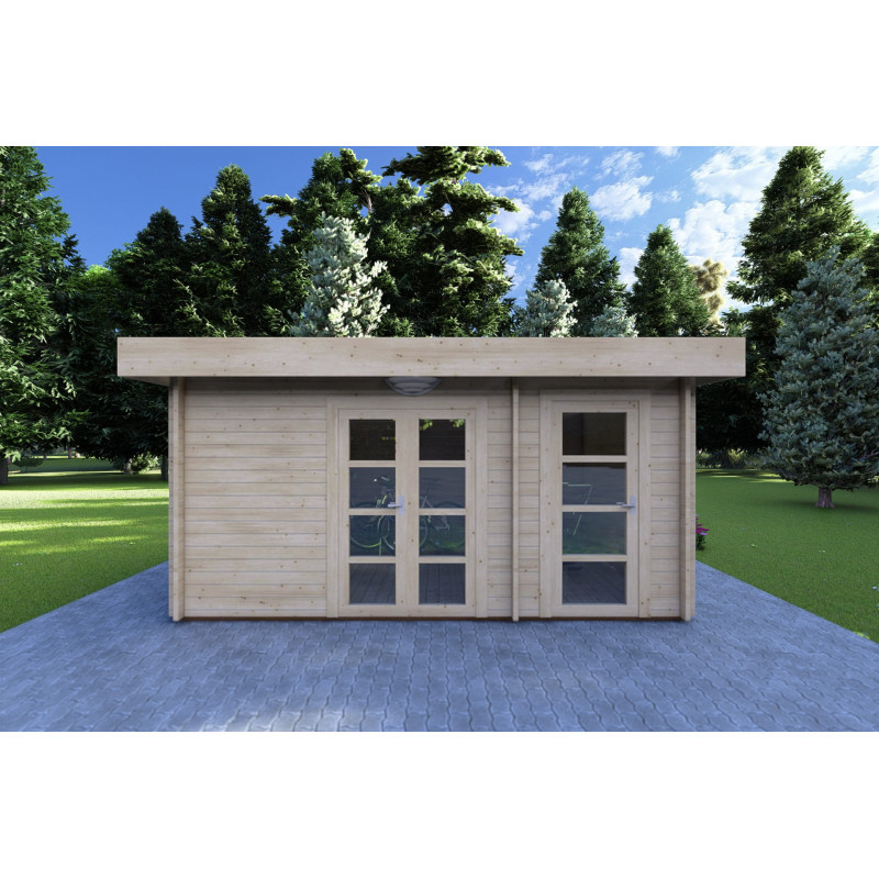 Cobertizo de madera SVEVA 5x3, 40mm, vista frontal
