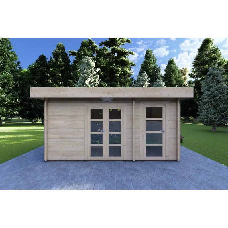 Cobertizo de madera SVEVA 5x3, 40mm, vista frontal