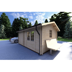 Casita de madera LUNA 5x3, 40mm, frente lado derecho