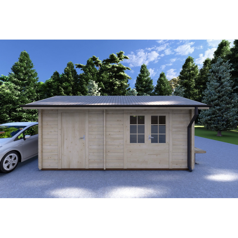 Casita de madera LUNA 5x3, 40mm, vista frontal