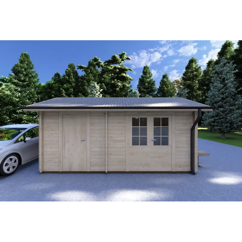 Casita de madera LUNA 5x3, 40mm, vista frontal