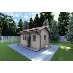 Casita de madera ROSA 5x3.5, 40mm, frente lado derecho