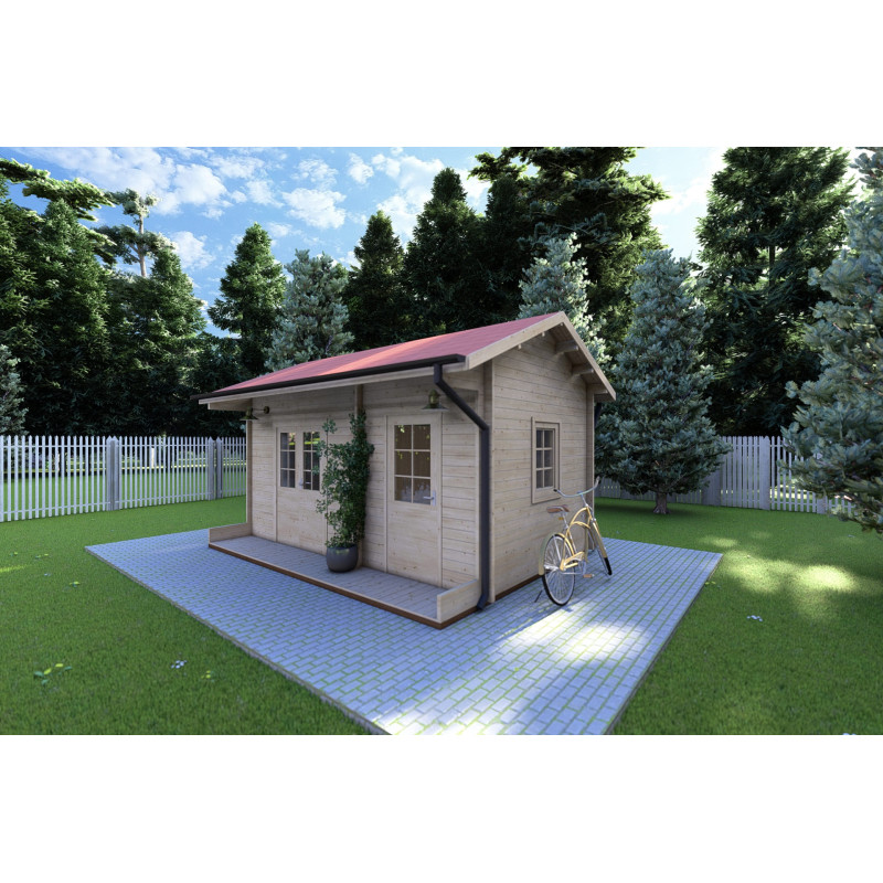 Casita de madera ROSA 5x3.5, 40mm, frente lado derecho