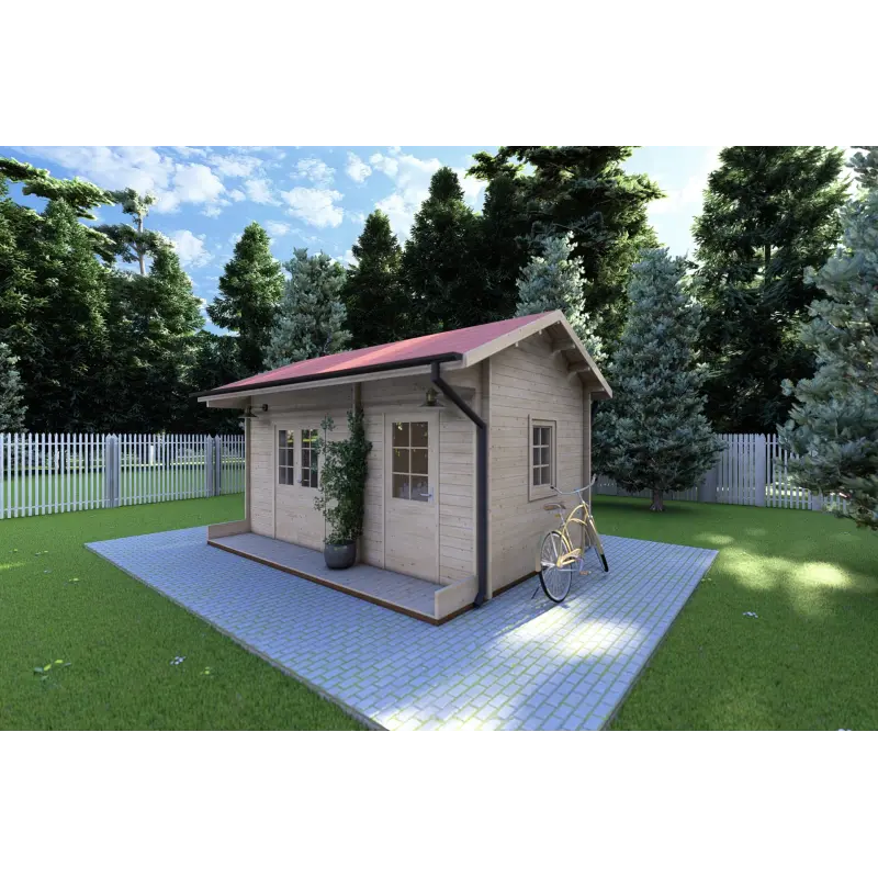 Casita de madera ROSA 5x3.5, 40mm, frente lado derecho