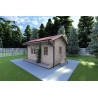 Casita de madera ROSA 5x3.5, 40mm, frente lado derecho