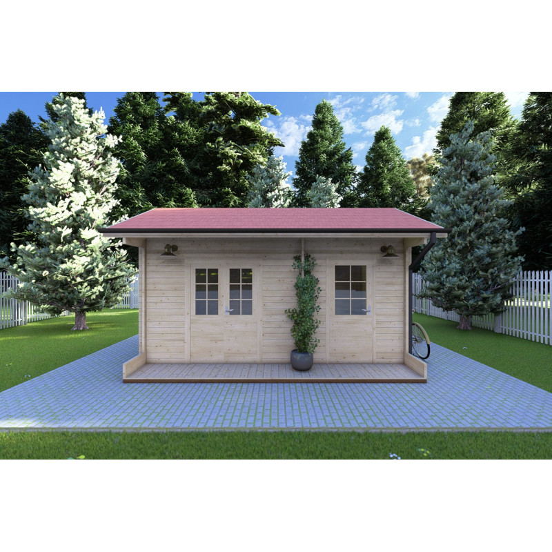 Casita de madera ROSA 5x3.5, 40mm, vista frontal