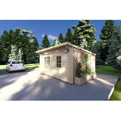 Cobertizo de madera DESY 5x4, 40mm, frente lado derecho
