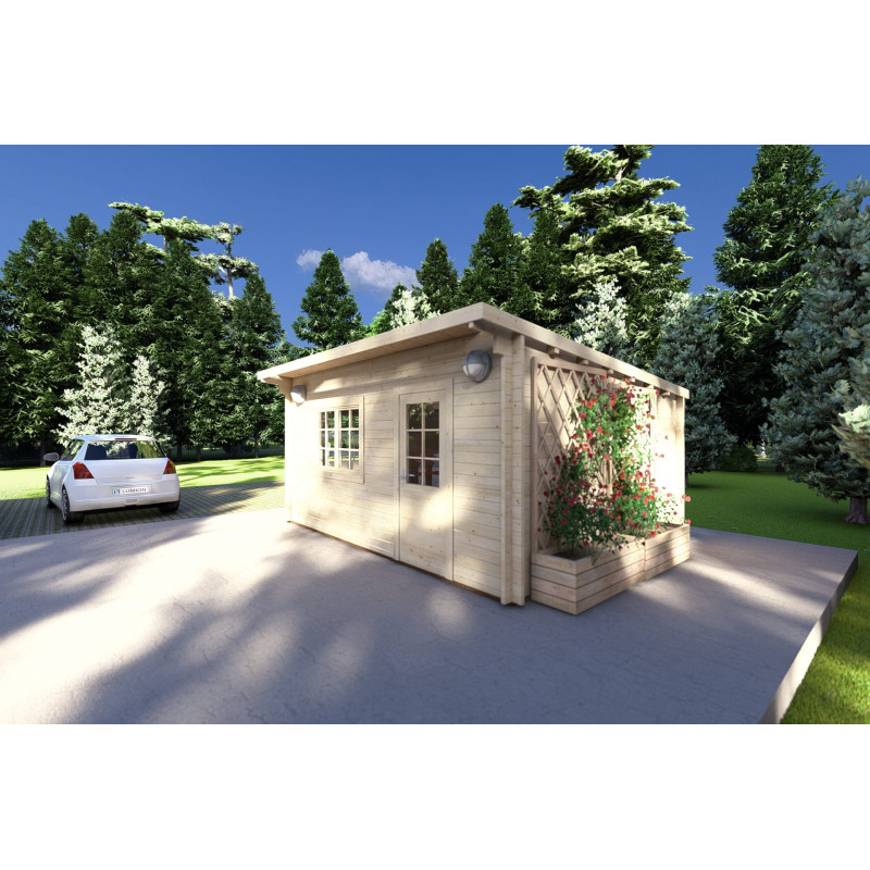 Cobertizo de madera DESY 5x4, 40mm, frente lado derecho