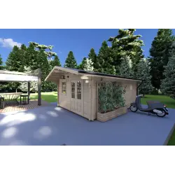 Casa de madera para jardín ARIANNA 4x5, 40mm, frente lado derecho