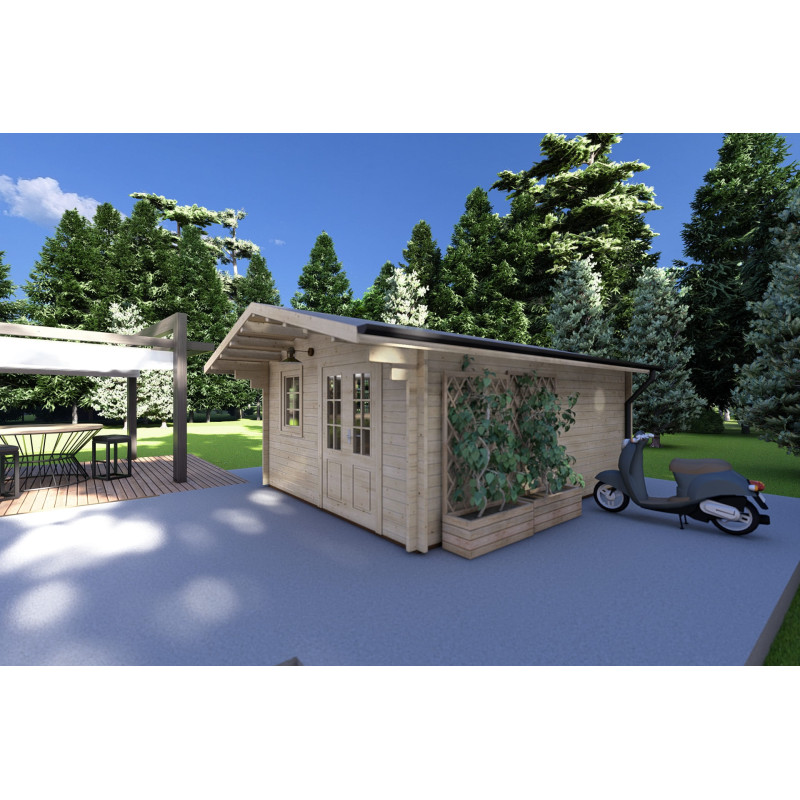 Casa de madera para jardín ARIANNA 4x5, 40mm, frente lado derecho
