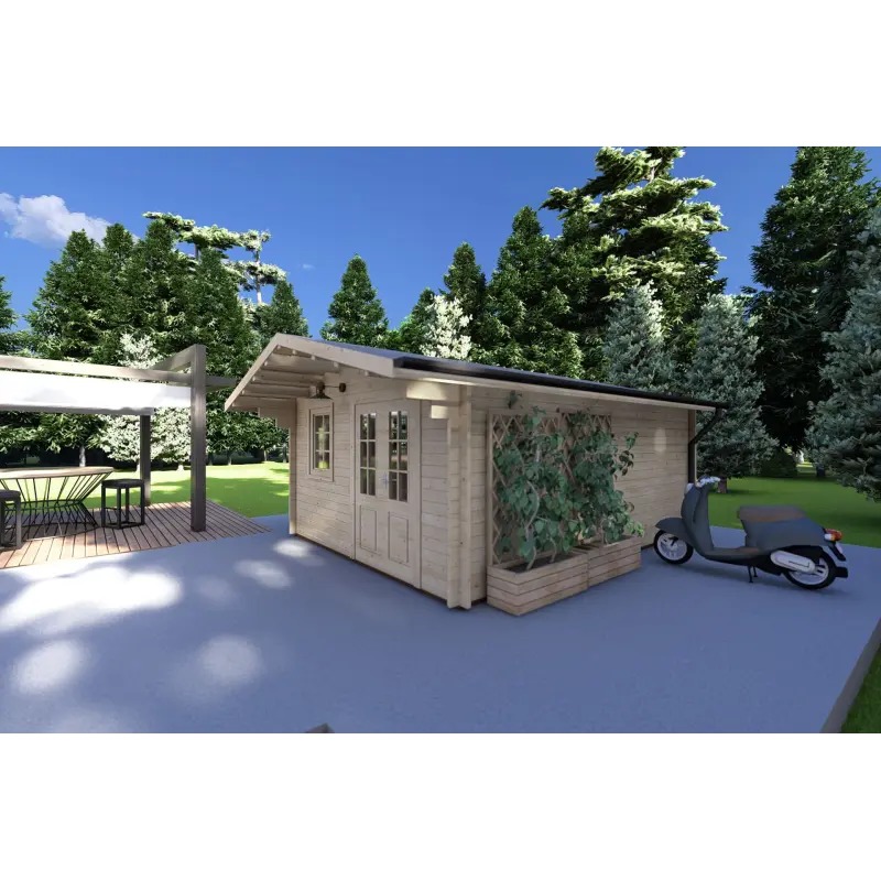 Casa de madera para jardín ARIANNA 4x5, 40mm, frente lado derecho
