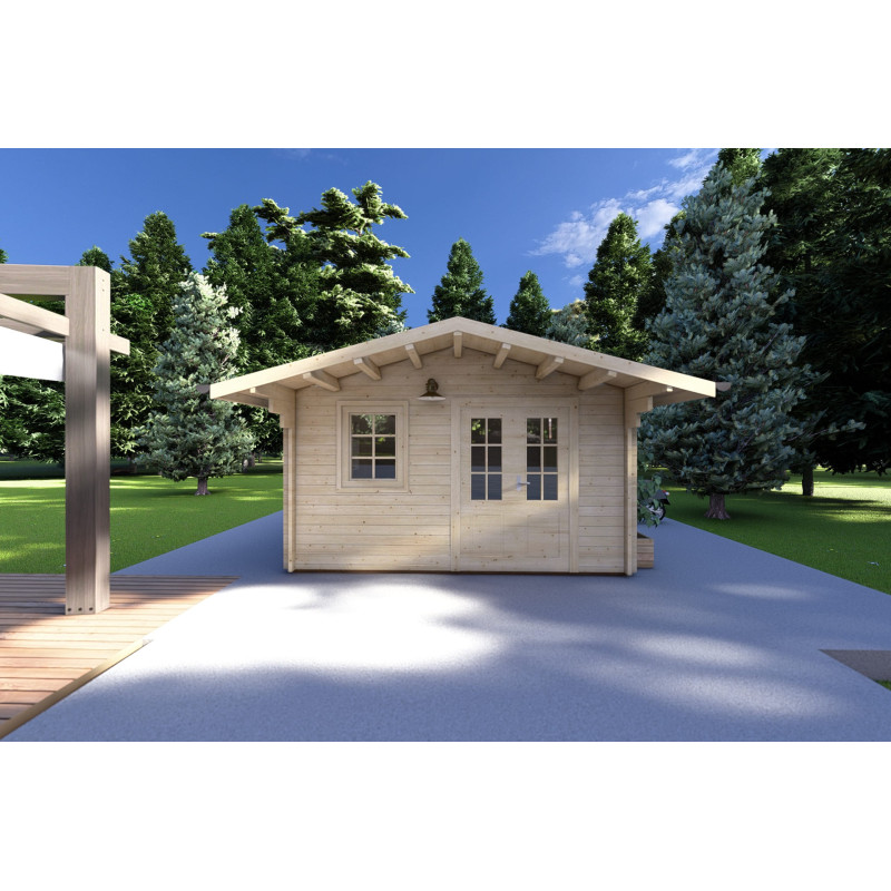 Casa de madera para jardín ARIANNA 4x5, 40mm, vista frontal