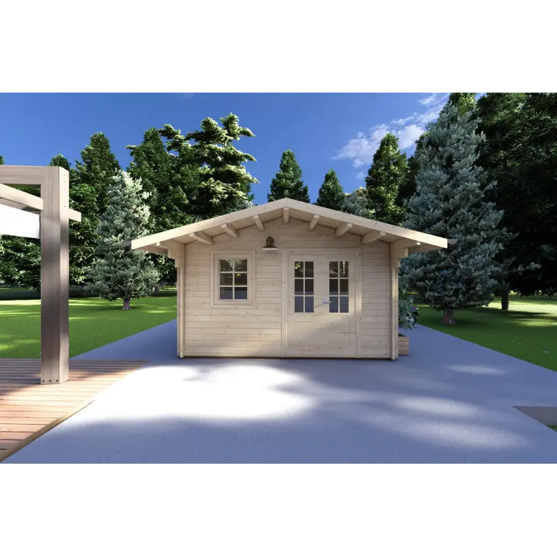 Casa de madera para jardín ARIANNA 4x5, 40mm, vista frontal