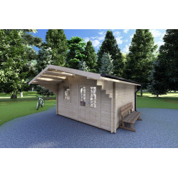 Casita de madera AUDREY 4x4, 40mm, frente lado derecho