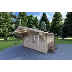 Casita de madera AUDREY 4x4, 40mm, frente lado derecho