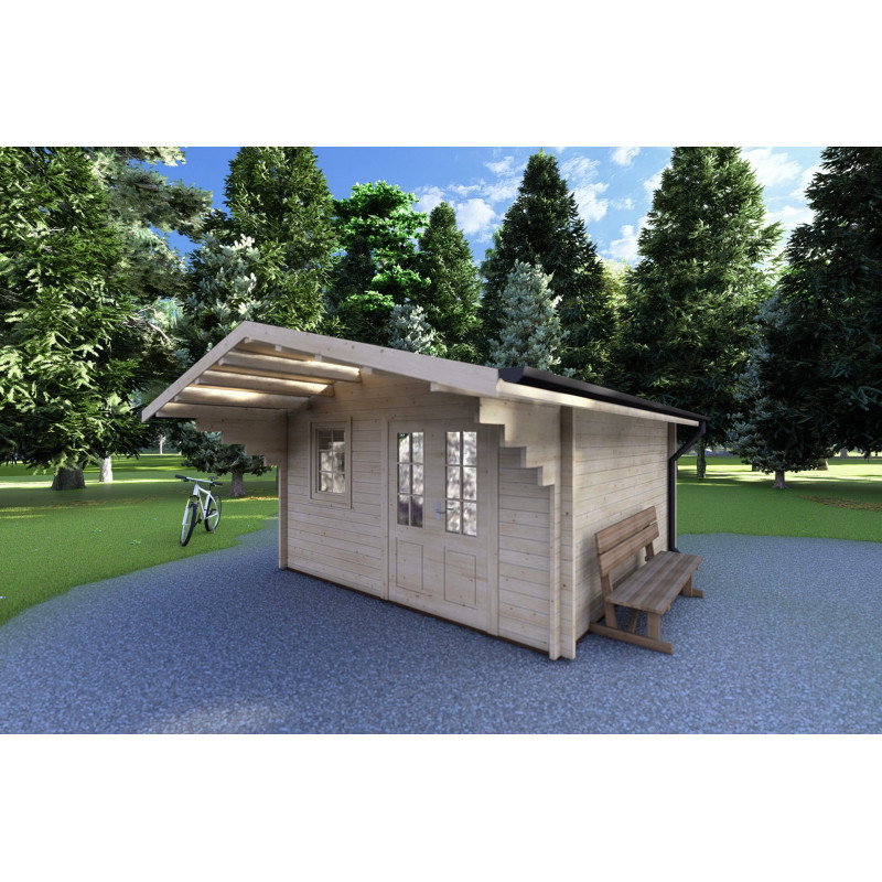 Casita de madera AUDREY 4x4, 40mm, frente lado derecho