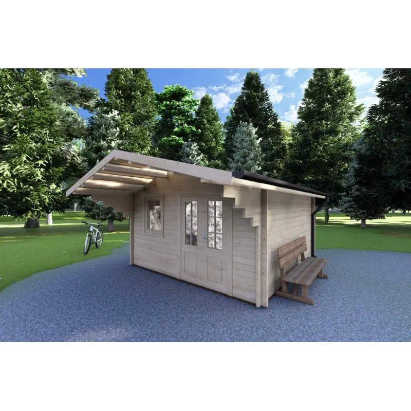 Casita de madera AUDREY 4x4, 40mm, frente lado derecho