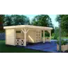 Casita de jardín ASIA 6x4, 44mm, frente lado izquierdo