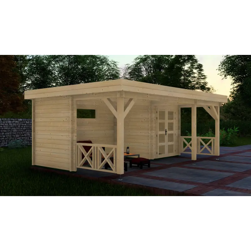 Casita de jardín ASIA 6x4, 44mm, lado izquierdo