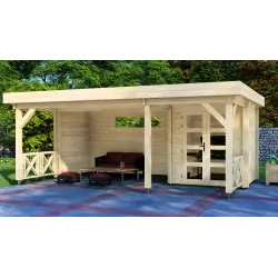 Casita de jardín ASIA 6x4, 44mm, vista frontal